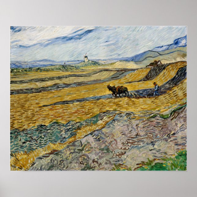 Van Gogh - Innesluten Fält med plowman Poster (Framsidan)