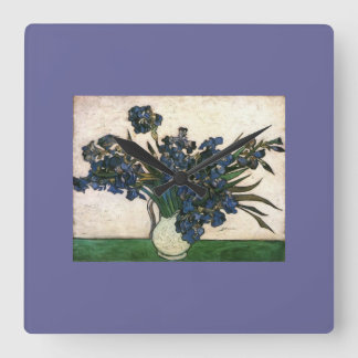 Van Gogh Iris Lavendar Fyrkantig Klocka