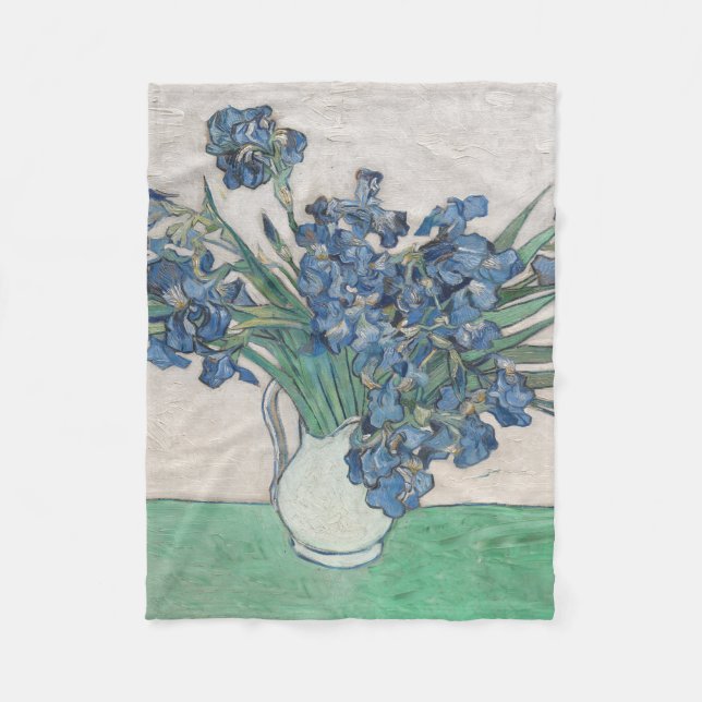 Van Gogh Iris Vas Målning Impressionism Fleecefilt (Framsidan)
