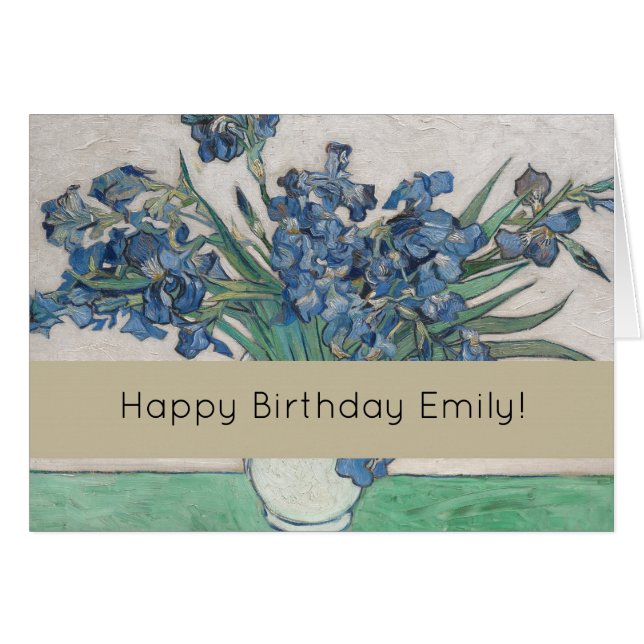 Van Gogh Iris Vas Målning Impressionism Hälsningskort (Framsidan Horizontal)