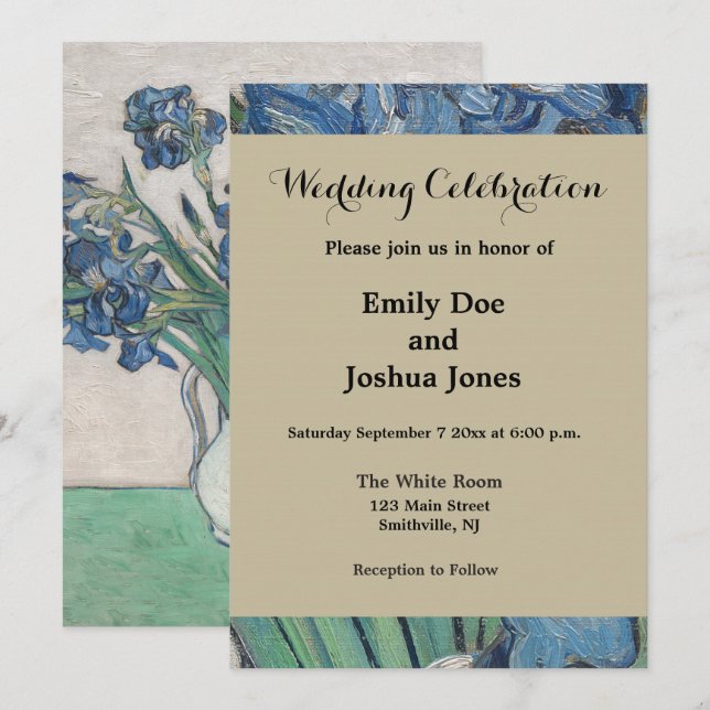 Van Gogh Iris Vas Målning Impressionism Inbjudningar (Fram/baksida)
