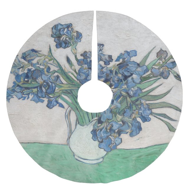 Van Gogh Iris Vas Målning Impressionism Julgransmatta Borstad Polyester (Framsidan)