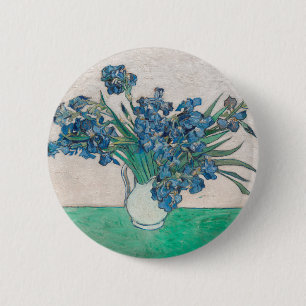Van Gogh Iris Vas Målning Impressionism Knapp