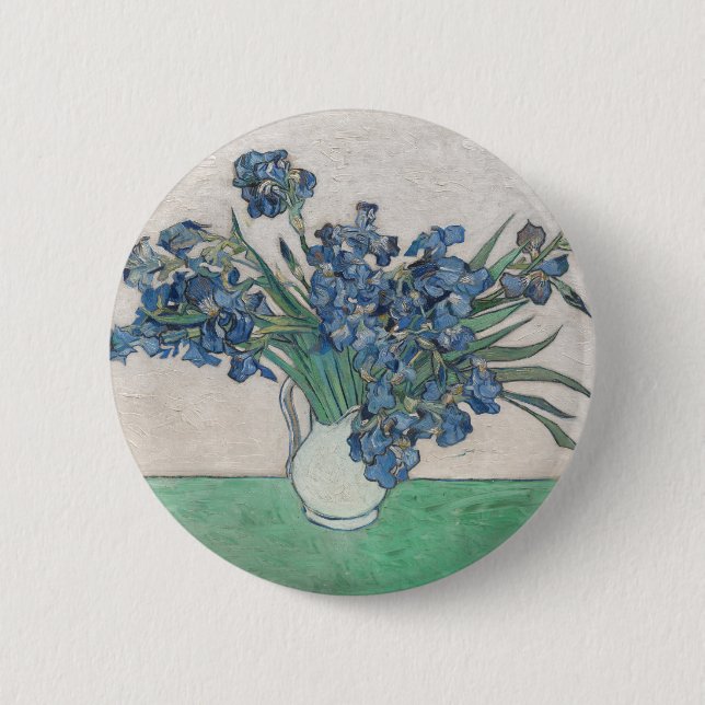 Van Gogh Iris Vas Målning Impressionism Knapp (Framsida)