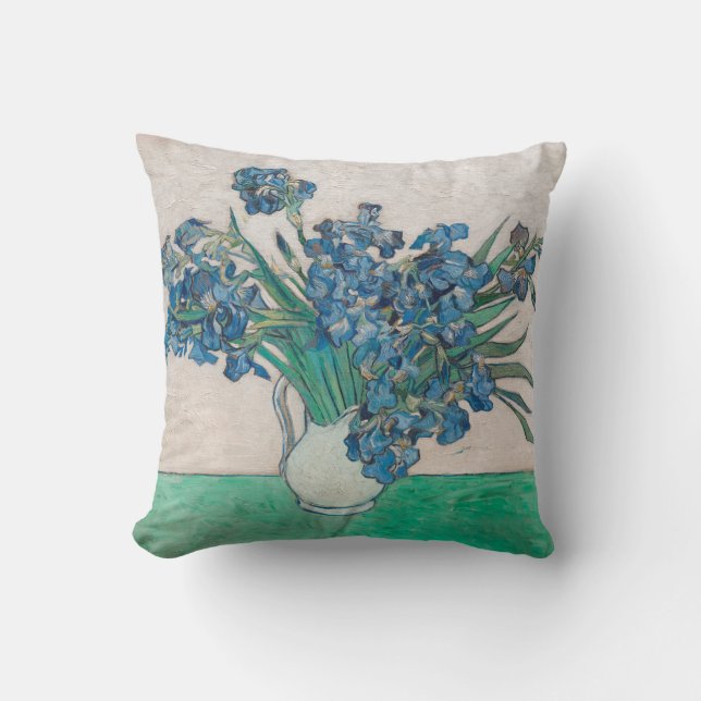 Van Gogh Iris Vas Målning Impressionism Kudde (Framsida)