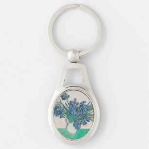 Van Gogh Iris Vas Målning Impressionism Ovalt Silverfärgad Nyckelring