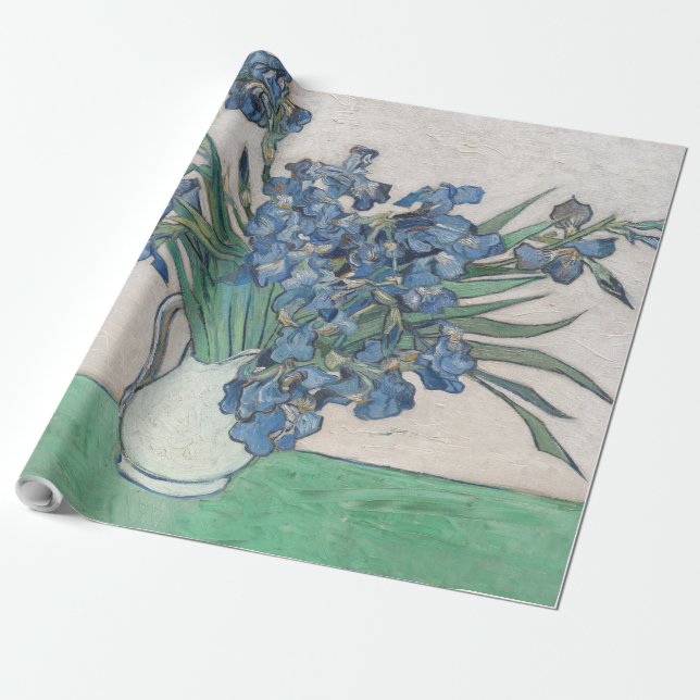 Van Gogh Iris Vas Målning Impressionism Presentpapper (Utrullad)