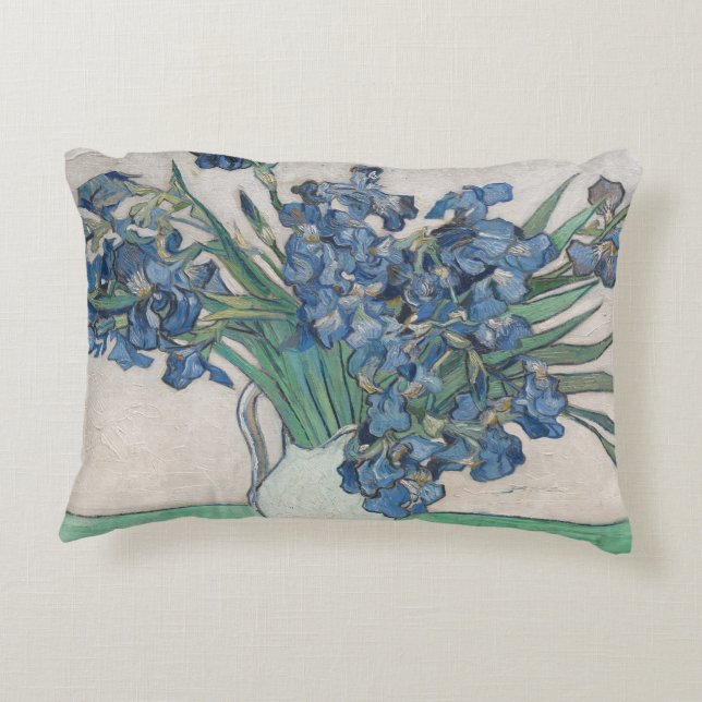 Van Gogh Iris Vas Målning Impressionism Prydnadskudde (Baksidan)