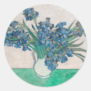 Van Gogh Iris Vas Målning Impressionism Runt Klistermärke