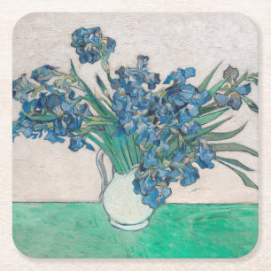 Van Gogh Iris Vas Målning Impressionism Underlägg Papper Kvadrat