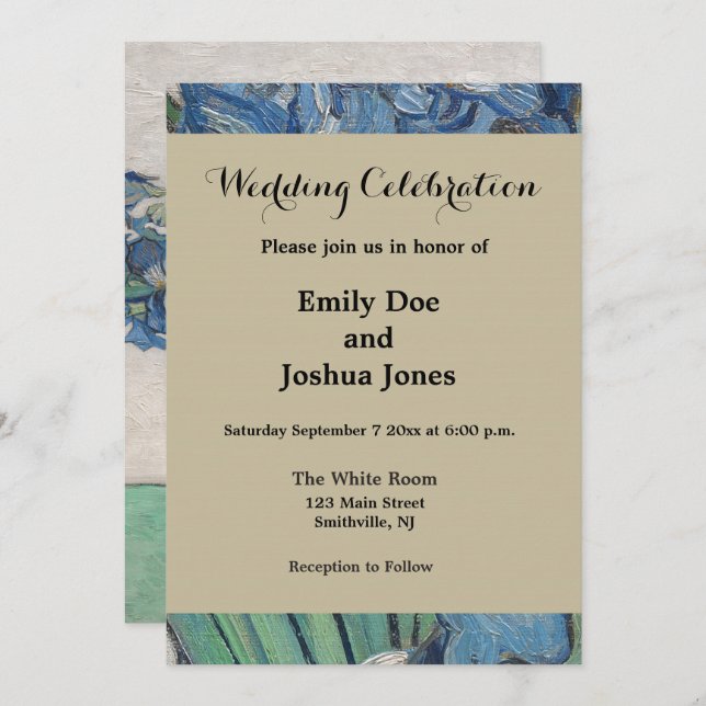 Van Gogh Iris Vas Painting Impressionism Inbjudningar (Fram/baksida)