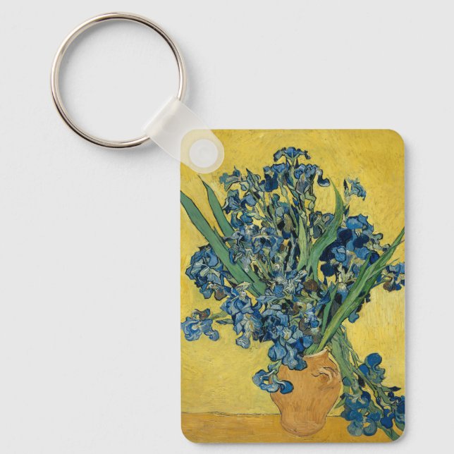 Van Gogh Irisar - Djärka blå och gula konstverk Nyckelring (Framsida)