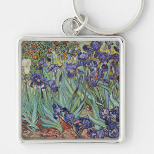Van Gogh Irisar Impressionistisk målning Fyrkantig Silverfärgad Nyckelring