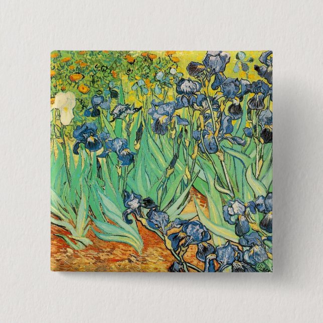 Van Gogh Irises Button Knapp (Framsida)
