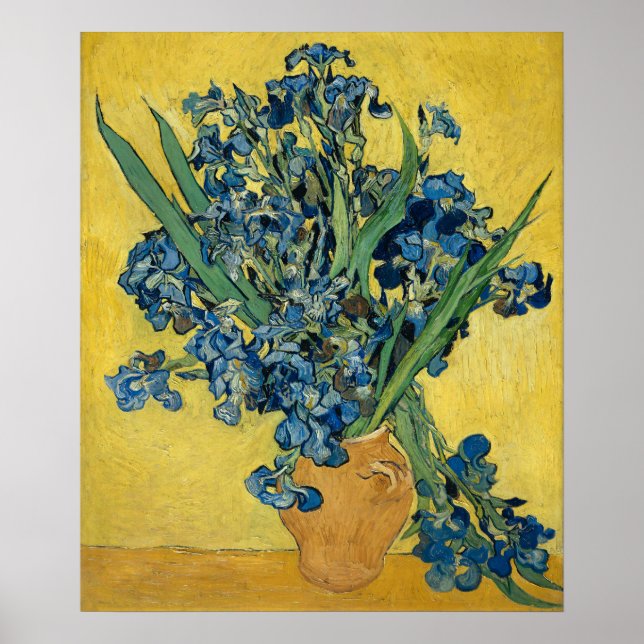 Van Gogh Irises - Djärv blå och gul konst Poster (Framsidan)