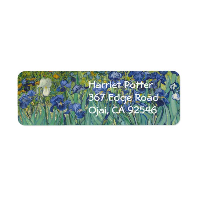Van Gogh Irises (F608) Fine Art Returadress Etikett (Framsidan)