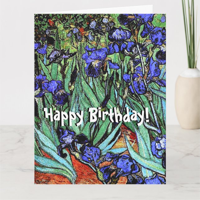 Van Gogh Irises Flowers Blommigt Big Birthday Card Kort (Framsida)