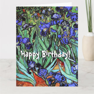Van Gogh Irises Flowers Blommigt Big Birthday Card Kort