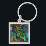 Van Gogh - Irises Fyrkantig Silverfärgad Nyckelring<br><div class="desc">Vincent van Goghs berömd blommigt,  Irises.</div>