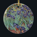 Van Gogh Irises Impressionist Painting Julgransprydnad Keramik<br><div class="desc">Vincent Van Gogh Irises på Saint Remy - Vincent Van Goghs iriser är en fantastisk imponerande målning av en av de mest framstående konstnärerna av intsionism. Iris-trädgården snurrar med färg och känslor, eftersom lilan flyter upp från sin blå grönt och löv. Det finns blommor i bakgrunden av orangen, bakom lilan....</div>