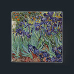 Van Gogh Irises Impressionist Painting Knapp<br><div class="desc">Vincent Van Gogh Irises på Saint Remy - Vincent Van Goghs iriser är en fantastisk imponerande målning av en av de mest framstående konstnärerna av intsionism. Iris-trädgården snurrar med färg och känslor, eftersom lilan flyter upp från sin blå grönt och löv. Det finns blommor i bakgrunden av orangen, bakom lilan....</div>