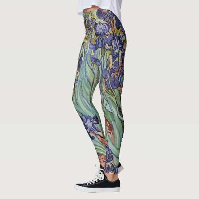 Van Gogh Irises Impressionist Painting Leggings (Vänster)