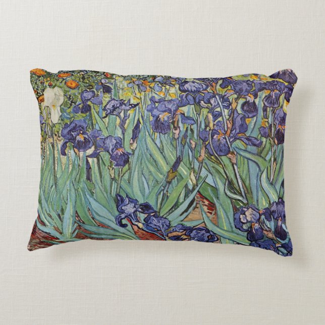 Van Gogh Irises Impressionist Painting Prydnadskudde (Baksidan)