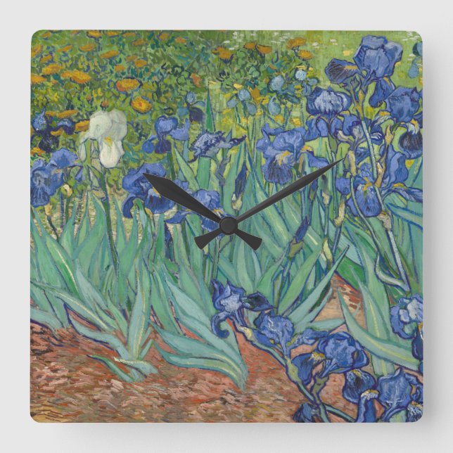 Van Gogh Irises Painting Fyrkantig Klocka (Framsida)