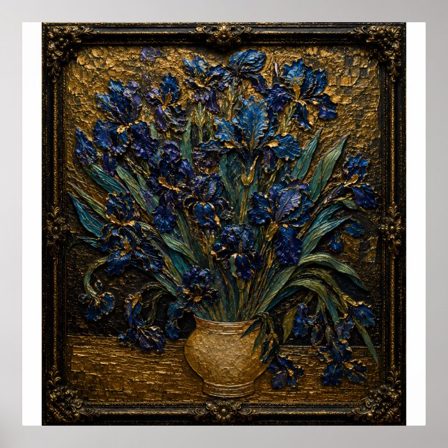 Van Gogh Irises Relief Art Print | Museum Inspirer Poster (Framsidan)