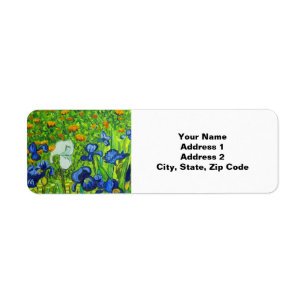 Van Gogh Irises Returadress Etikett