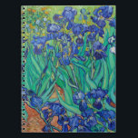 Van Gogh Irises. Tryckkänsla i blå blommigt Anteckningsbok<br><div class="desc">Van Gogh "Irises" bärbar dator. Blått blommigt,  konstverk.</div>
