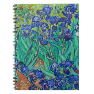 Van Gogh Irises. Tryckkänsla i blå blommigt Anteckningsbok