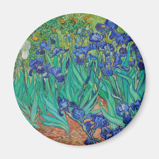 Van Gogh Irises. Tryckkänsla i blå blommigt Magnet (Framsidan)