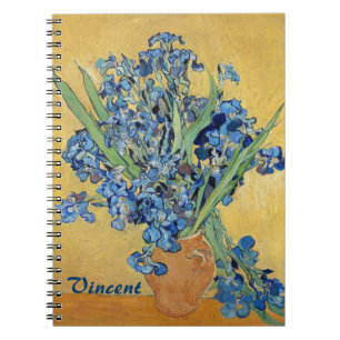 Van Gogh Irises Vas Blåa blommor Bouquet Fine Art Anteckningsbok