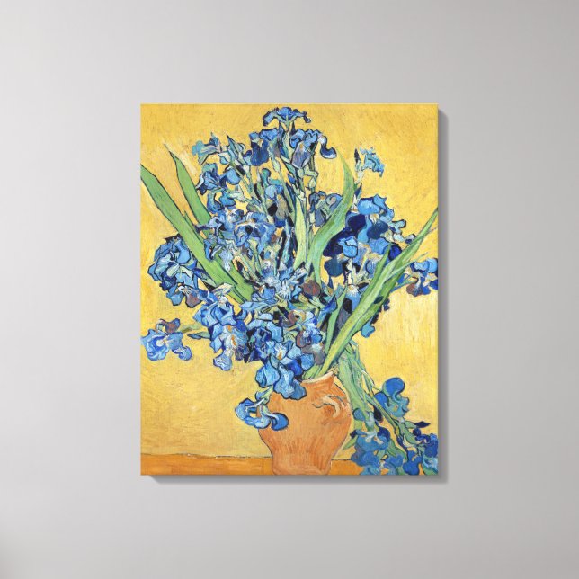 Van Gogh Irises Vas Blåa blommor Bouquet Fine Art Canvastryck (Framsida)