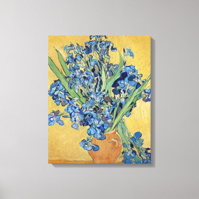 Van Gogh Irises Vas Blåa blommor Bouquet Fine Art Canvastryck (Framsida)