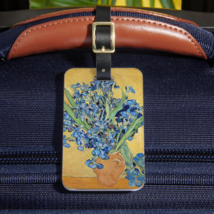Van Gogh Irises Vas Blue Flower Bouquet Guld Art Bagagebricka