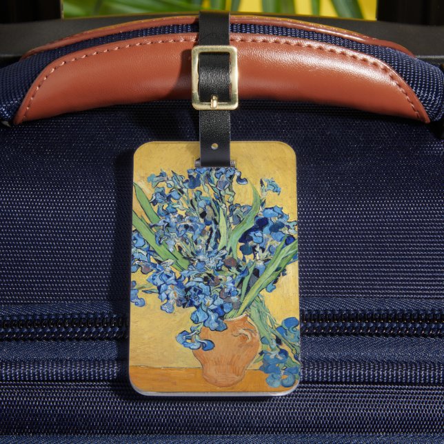 Van Gogh Irises Vas Blue Flower Bouquet Guld Art Bagagebricka (Framsida Insitu 2)