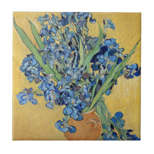 Van Gogh Irises Vas Flowers Blommigt still Life Ar Kakelplatta