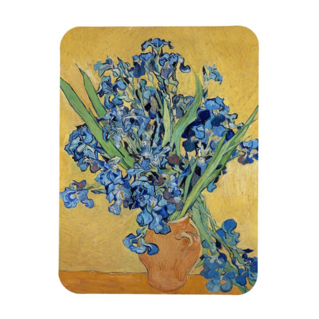 Van Gogh Irises Vas Guld Wall Blåa blommor Art Magnet (Vertikal)