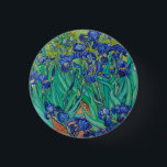 Van Gogh Irises. Vintage av blå blommigt<br><div class="desc">Van Gogh "Irises"-knappen. Blått blommigt,  konstverk.</div>