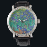 Van Gogh Irises. Vintage av blå blommigt Armbandsur<br><div class="desc">Se på Van Gogh "Irises". Blått blommigt,  konstverk.</div>