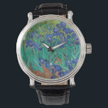 Van Gogh Irises. Vintage av blå blommigt Armbandsur<br><div class="desc">Se på Van Gogh "Irises". Blått blommigt,  konstverk.</div>