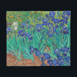 Van Gogh Irises. Vintage av blå blommigt Fleecefilt<br><div class="desc">Van Gogh "Irises" filt. Blått blommigt,  konstverk.</div>