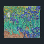 Van Gogh Irises. Vintage av blå blommigt Fleecefilt<br><div class="desc">Van Gogh "Irises" filt. Blått blommigt,  konstverk.</div>