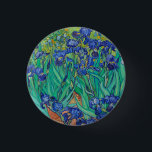 Van Gogh Irises. Vintage av blå blommigt Knapp<br><div class="desc">Van Gogh "Irises"-knappen. Blått blommigt,  konstverk.</div>