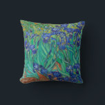 Van Gogh Irises. Vintage av blå blommigt Kudde<br><div class="desc">Van Gogh "Irises" dekorativ kudde. Blått blommigt,  konstverk.</div>