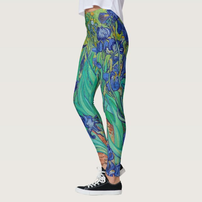 Van Gogh Irises. Vintage av blå blommigt Leggings (Vänster)