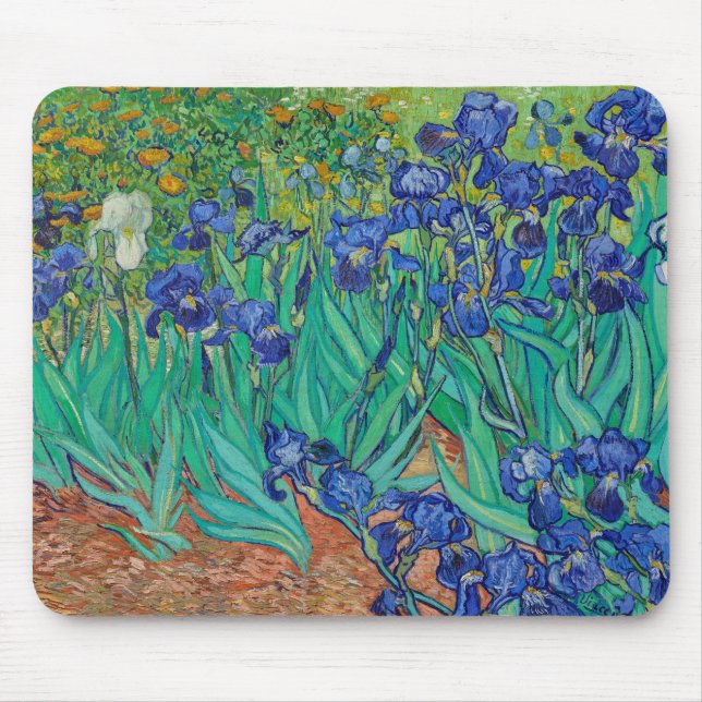 Van Gogh Irises. Vintage av blå blommigt Musmatta (Framsidan)