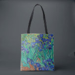 Van Gogh Irises. Vintage av blå blommigt Tygkasse<br><div class="desc">Van Gogh "Irises" till väskan. Blått blommigt,  konstverk.</div>